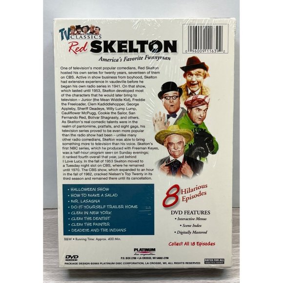 Red Skelton DVD 2003 2 Disc Set 8 Episodes 400 min TV Classics New Sealed - Picture 2 of 4